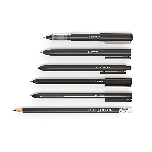 STAPLES TRU RED Retractable Quick Dry Gel Pens, Black, 0.7mm Medium Point (1 Dozen Pens) – Smooth-Flowing Black Ink Pen with Full Rubberized Barrel for Comfort, Acid-Free Gel Pens
