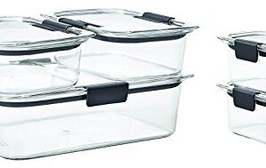 Rubbermaid Brilliance Food Storage Container, 10-Piece Set, 100% Leak-Proof, Plastic, Clear