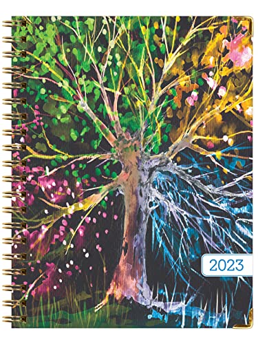 HARDCOVER 2023 Planner: (November 2022 Through December 2023) 8.5"x11" Daily Weekly Monthly Planner Yearly Agenda. Bookmark, Pocket Folder and Sticky Note Set (Black Tree Seasons)