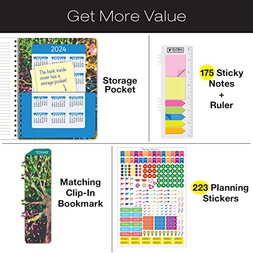 HARDCOVER 2023 Planner: (November 2022 Through December 2023) 8.5"x11" Daily Weekly Monthly Planner Yearly Agenda. Bookmark, Pocket Folder and Sticky Note Set (Black Tree Seasons)