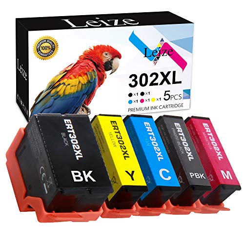 Leize Remanufactured Ink Cartridges Replacement for Epson 302 302XL T302XL 5-Pack(BK/PB/C/M/Y) for Expression Premium XP-6000 XP-6100 Printer (T302XL020,T302XL120,T302XL220,T302XL320,T302XL420)