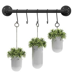OROPY Wall Mounted Pot Pan Rack 21'' Set of 2, Industrial Utensils Wall Hanger Iron Pipe Kitchen Hanging Rail with 10 S Hooks