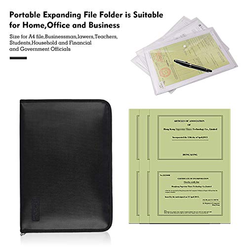 Fireproof File Folder Fireproof Fire and Water Resistant Money Document Bag with A4 Size 13 Pockets Zipper Closure Non-Itchy Silicone Coated Portable Filing Organizer Pouch(14.3" x 9.8")