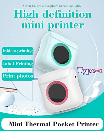 EKIDAZ Portable Printer, Mini Pocket Wireless Bluetooth Thermal Printers with Printing Paper for Smartphone, Inkless Printing for DIY Journal, Photos, Notes, Children Women Gifts (White)
