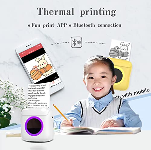 EKIDAZ Portable Printer, Mini Pocket Wireless Bluetooth Thermal Printers with Printing Paper for Smartphone, Inkless Printing for DIY Journal, Photos, Notes, Children Women Gifts (White)