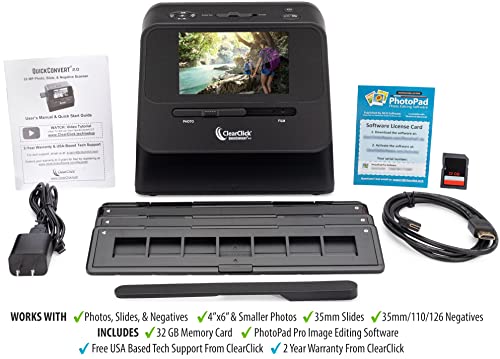 ClearClick QuickConvert 2.0 Photo, Slide, and Negative Scanner - Scan 4x6 Photos & 35mm, 110, 126 Film - No Computer Required - 22 MegaPixels