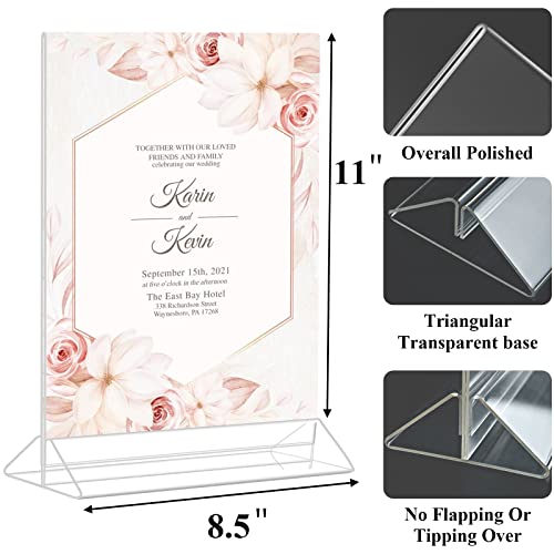 Acrylic Sign Holder 8.5 x 11 Vertical Double-Sided Flyer Display Stands, Plastic Table Menu Stand, Clear Picture Paper Frames for Office Home Store Restaurant 6Pack