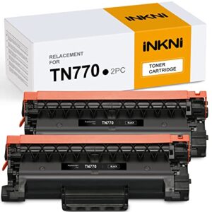 inkni compatible toner cartridge replacement for brother tn770 tn-770 tn730 tn760 super high yield black toner cartridge for hl-l2370dw hl-l2370dwxl mfc-l2750dw mfc-l2750dwxl printer (black, 2-pack)