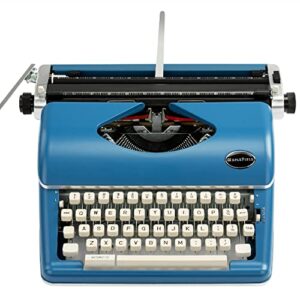 blue vintage typewriter for a nostalgic flow – manual typewriter portable model for remote writing locations – sleek & durable type writer classic word processor – typewriters for writers