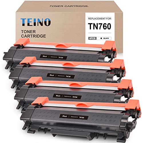 TEINO Remanufactured Toner Cartridge Replacement for Brother TN760 TN 760 TN730 to use with Brother DCP-L2550DW MFC-L2710DW MFC-L2750DW HL-L2370DW HL-L2395DW HL-L2350DW (Black, 4 Pack)