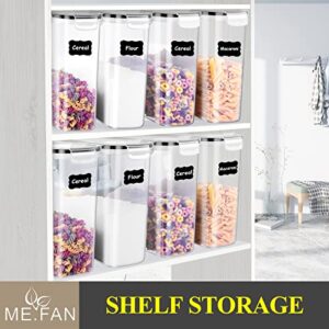 ME.FAN Cereal Storage Containers [4 Set] Airtight Food Storage Containers 4L(135oz) - Large Kitchen Storage Keeper with 24 Chalkboard Labels - BPA Free, Easy Pouring Lid (Black)