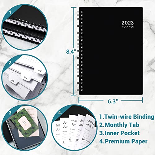 2023 Planner - Weekly and Monthly Planner 2023, 6.3” × 8.4”, Planner 2023 from Jan 2023 to Dec 2023, Inner Pocket, Premium Paper, Twin-wire Binding, Make Your Life Productive