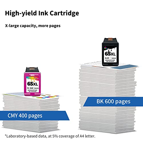 Ubinki 65XL Ink Cartridge Black Color Combo for HP Ink 65 XL Remanufactured HP65 for Printers Envy 5055 5000 5052 5014 5010 DeskJet 3755 3700 3752 2600 2622 2652 2655 2624 2640 (Black Tricolor 2-Pack)