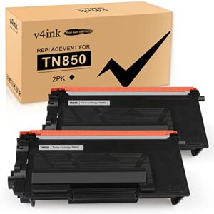 v4ink compatible toner cartridge replacement for brother tn850 tn-850 tn-820 tn820 use with hl-l5200dw hl-l6200dw mfc-l5700dw mfc-l5800dw mfc-l5900dw dcp-l5600dn printer (2 packs, new version)