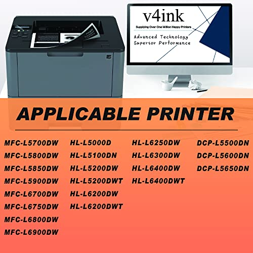 v4ink Compatible Toner Cartridge Replacement for Brother TN850 TN-850 TN-820 TN820 use with HL-L5200DW HL-L6200DW MFC-L5700DW MFC-L5800DW MFC-L5900DW DCP-L5600DN Printer (2 Packs, New Version)