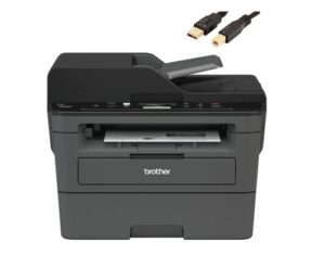 brother dcp-l25 series monochrome all-in-one laser printer for home office, print, scan, copy, wireless, 36 ppm, 2400 x 600 dpi, automatic duplex printing, with mtc printer cable