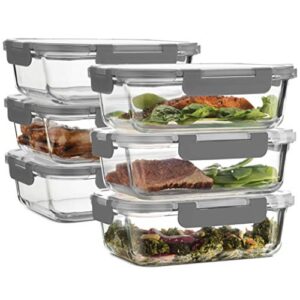 superior glass round meal prep containers -3pk (32oz) bpa-free airtight food storage containers with 100% leak proof locking lids, freezer to oven safe great on-the-go portion control lunch containers