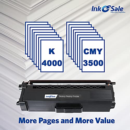 INK E-SALE Compatible Toner Cartridge Replacement for Brother TN336 TN315 TN310 TN331 (KCMY, 4-Pack), for use with Brother HL-L8350CDW HL-4150CDN MFC-L8850CDW MFC-9970CDW MFC-L8600CDW Printer