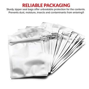 Mylar Bags with Ziplock 4" x 6" | 100 Bags | Sealable Heat Seal Bags for Candy and Food Packaging, Medications and Vitamins | Plastic and Aluminum Foil Packets for Liquid and Solids