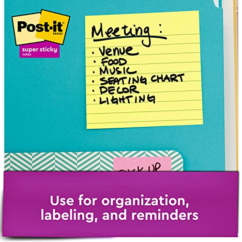 Post-it Super Sticky Notes, 2x Sticking Power, 4 x 4-Inches, Canary Yellow, Lined, 6-Pads/Pack, Model:675-6SSCY