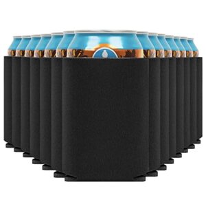 Blank Beer Can Coolers Sleeves (30-Pack) Soft Insulated Beer Can Cooler Sleeves - HTV Friendly Plain Black Can Sleeves for Soda, Beer & Water Bottles - Blanks for Vinyl Projects Wedding Favors & Gifts