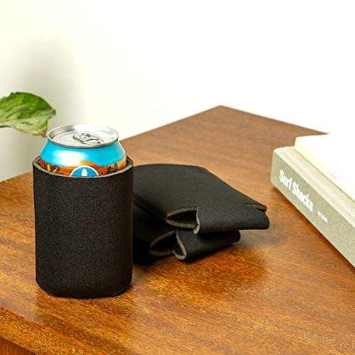 Blank Beer Can Coolers Sleeves (30-Pack) Soft Insulated Beer Can Cooler Sleeves - HTV Friendly Plain Black Can Sleeves for Soda, Beer & Water Bottles - Blanks for Vinyl Projects Wedding Favors & Gifts