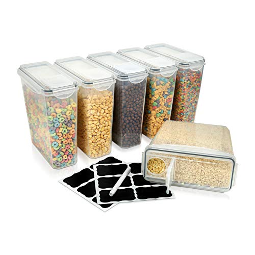 Cereal Containers Storage Set Large (6 Pack) Airtight Food Storage Containers for Kitchen & Pantry Organization, Cereal Storage Container Set for Crunchiness, 6 Pack