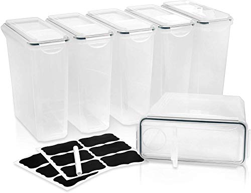 Cereal Containers Storage Set Large (6 Pack) Airtight Food Storage Containers for Kitchen & Pantry Organization, Cereal Storage Container Set for Crunchiness, 6 Pack