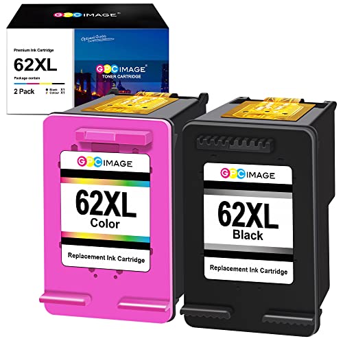 GPC Image Remanufactured Ink Cartridge Replacement for HP 62XL 62 XL Compatible with Envy 5540 7645 5642 5542 5643 5640 7644 7643 OfficeJet 5740 200 5745 5741 Printer Tray (1 Black 1 Tri-Color)