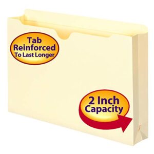 Smead File Jacket, Reinforced Straight-Cut Tab, 2" Expansion, Legal Size, Manila, 50 per Box (76560)