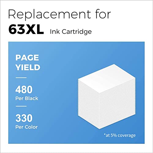 MYCARTRIDGE 63XL Remanufactured Ink Cartridge Replacement for HP 63XL 63 Ink Cartridge (1 Black, 1 Color) Combo Pack use with HP Envy 4520 4512 OfficeJet 4655 5255 3830 Printer 63XL Ink cartridges