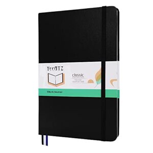 yeeatz hardcover notebook blank journal sketchbook for drawing, medium 5.5 by 8.4 inch, 100 gsm thick paper (black, plain)