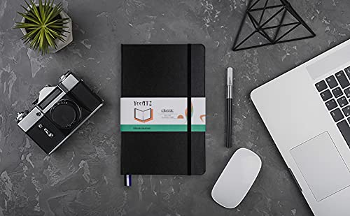 YeeATZ Hardcover Notebook Blank Journal Sketchbook for Drawing, Medium 5.5 by 8.4 Inch, 100 GSM Thick Paper (Black, Plain)