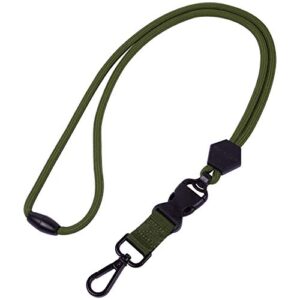 Wisdompro 2 Pack of 23 inch Durable Round Cord Heavy Duty Lanyard with Safety Breakaway Buckle, Detachable Buckle and Metal Hook for ID Card Badge Holder and Keys - Black and Army Green