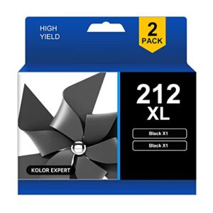 kolor expert t212 black ink cartridge replacement for 212xl t212xl 212 xl t212 work with xp-4100 xp-4105 wf-2830 wf-2850 printer (2 black)