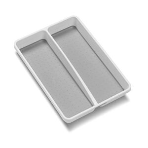 madesmart classic mini utensil tray, soft grip, non-slip kitchen drawer organizer, 2 compartments, multi-purpose home organization, bpa free, white