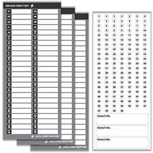 circuit breaker directory label with fuse stickers for fuse panel, marker sign for electrical panel. strong adhesive. up to 48 entries, odd and even sequence. for house or commercial use- grey color