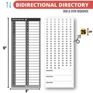 Circuit Breaker Directory Label with Fuse Stickers for Fuse Panel, Marker Sign for Electrical Panel. Strong Adhesive. Up to 48 Entries, Odd and Even Sequence. for House or Commercial Use- Grey Color