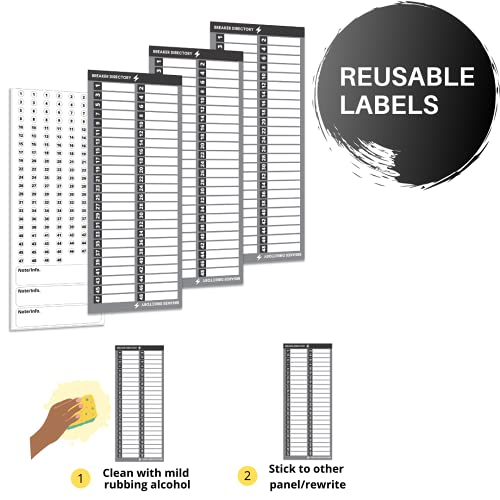 Circuit Breaker Directory Label with Fuse Stickers for Fuse Panel, Marker Sign for Electrical Panel. Strong Adhesive. Up to 48 Entries, Odd and Even Sequence. for House or Commercial Use- Grey Color