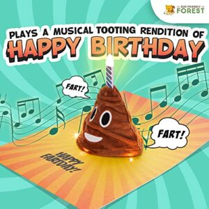 Plush Happy Birthday Card – Plays & Sings a Hilarious Version of the Happy Birthday Song - Lights Up in Sync to Music - 3D Pop Up Birthday Card Funny Birthday Card for Men, Women & Kids