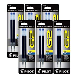 Pilot G2 Gel-Ink Retractable Pen Ink Refills Bold Point 1.0 mm Pack of 6 - Blue