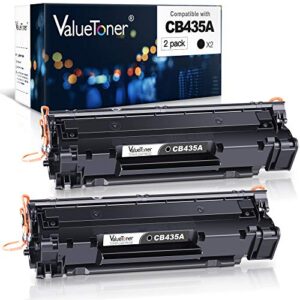 valuetoner compatible toner cartridge replacement for hp 35a cb435a for p1006, p1009, p1002, p1003, p1004, p1005 laser printer (black, 2 pack)