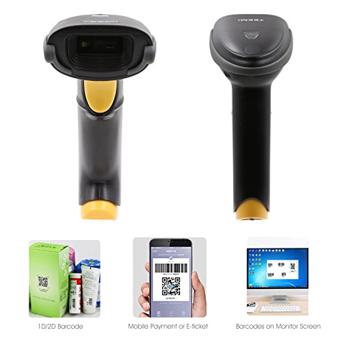 TEEMI 2D Barcode Scanner USB Wired Handheld Automatic QR Data Matrix PDF417 bar Codes Imager for Mobile Payment Computer Screen Scan (Stand Included)