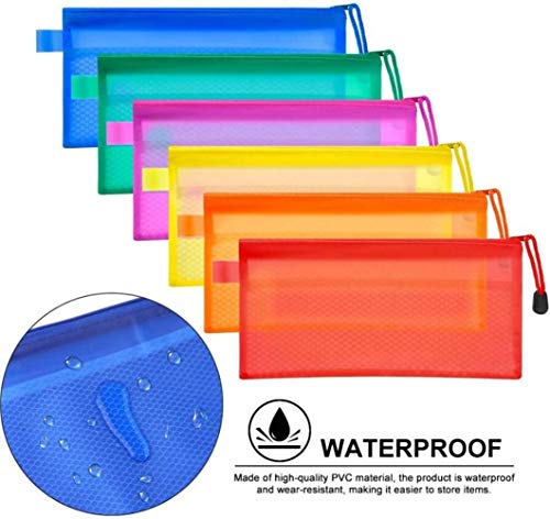 JM-capricorns 36pcs 9 x 4-1/2 inches Big Capacity Waterproof Plastic Double Layer Zipper File Bags zipper pouches Invoice Pouches Bill Bag Pencil Pouch Pencil Case Pen Bag (10 Colors)