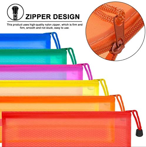 JM-capricorns 36pcs 9 x 4-1/2 inches Big Capacity Waterproof Plastic Double Layer Zipper File Bags zipper pouches Invoice Pouches Bill Bag Pencil Pouch Pencil Case Pen Bag (10 Colors)