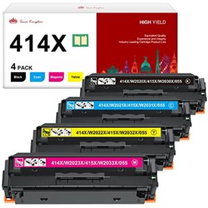 414x toner cartridges 4 pack compatible replacement for hp 414x w2020x 414a w2020a with hp color laserjet pro mfp m479fdw m454dw printer (black cyan yellow magenta)
