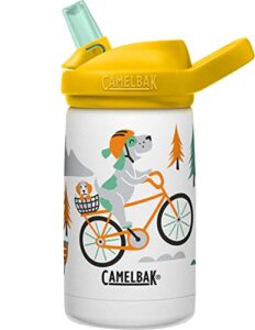 camelbak eddy+ kids 12 oz bottle, insulated stainless steel with straw cap – leak proof when closed,biking dogs
