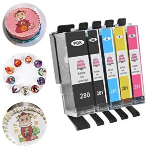 Youtook Compatible for 280 281 Ink Cartridges, C A K E Maker C A K E Printer Work with PIXMA TS6120 TS6220 TS6320 TS8120 TS8220 TS8320 Printer, Black, Cyan, Magenta & Yellow Included. (5 Pack)