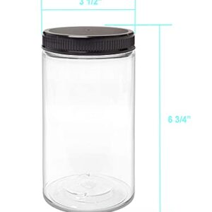 ljdeals 32 oz Clear Plastic Jars with Lids, Storage Containers, Wide Mouth PET Mason Jars, Pack of 6, BPA Free, Food Safe, Made in USA