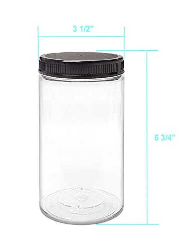 ljdeals 32 oz Clear Plastic Jars with Lids, Storage Containers, Wide Mouth PET Mason Jars, Pack of 6, BPA Free, Food Safe, Made in USA